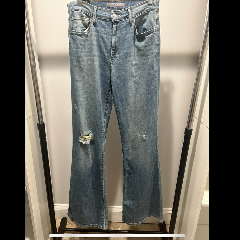 Distressed High Rise Flare Jeans